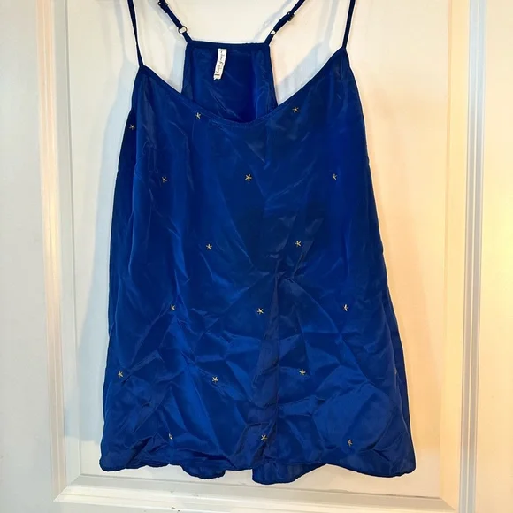 Willow & Clay Navy with Gold Metal Stars on Front Sleeveless Tank, size Large - Picture 7 of 9